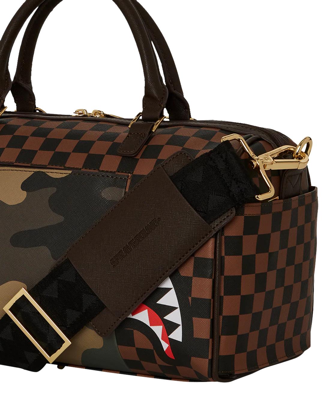 Sprayground EXTERIOR GOLD ZIP POCKET SHARKS IN PARIS MINI DUFFLE