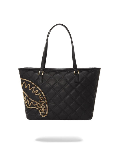 Sprayground NOIR QUILT GOLD CHAIN SHARK TOTE