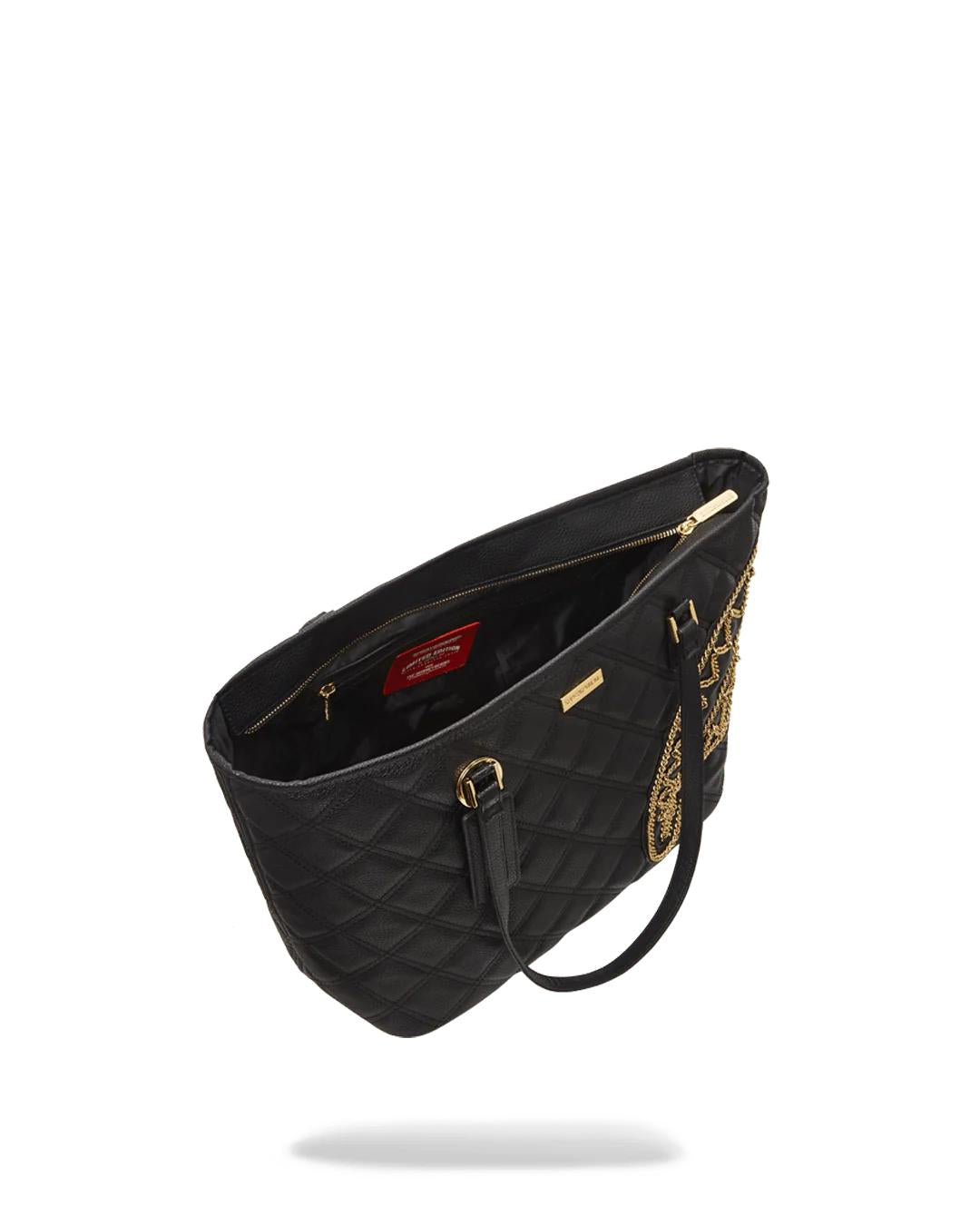 Sprayground NOIR QUILT GOLD CHAIN SHARK TOTE