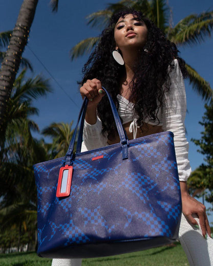 Sprayground SHARK CHECK (BLUE) TOTE