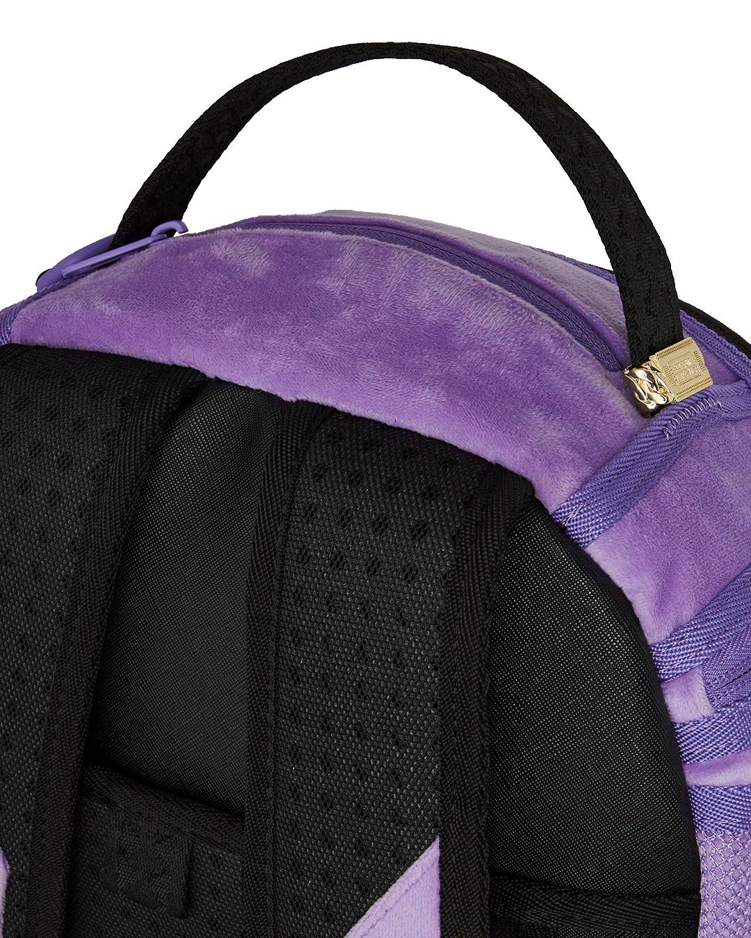 Sprayground NOOO WAY!!! A REVERSIBLE BACKPACK - PURPLE VELOUR TO OG SHARKS IN PARI