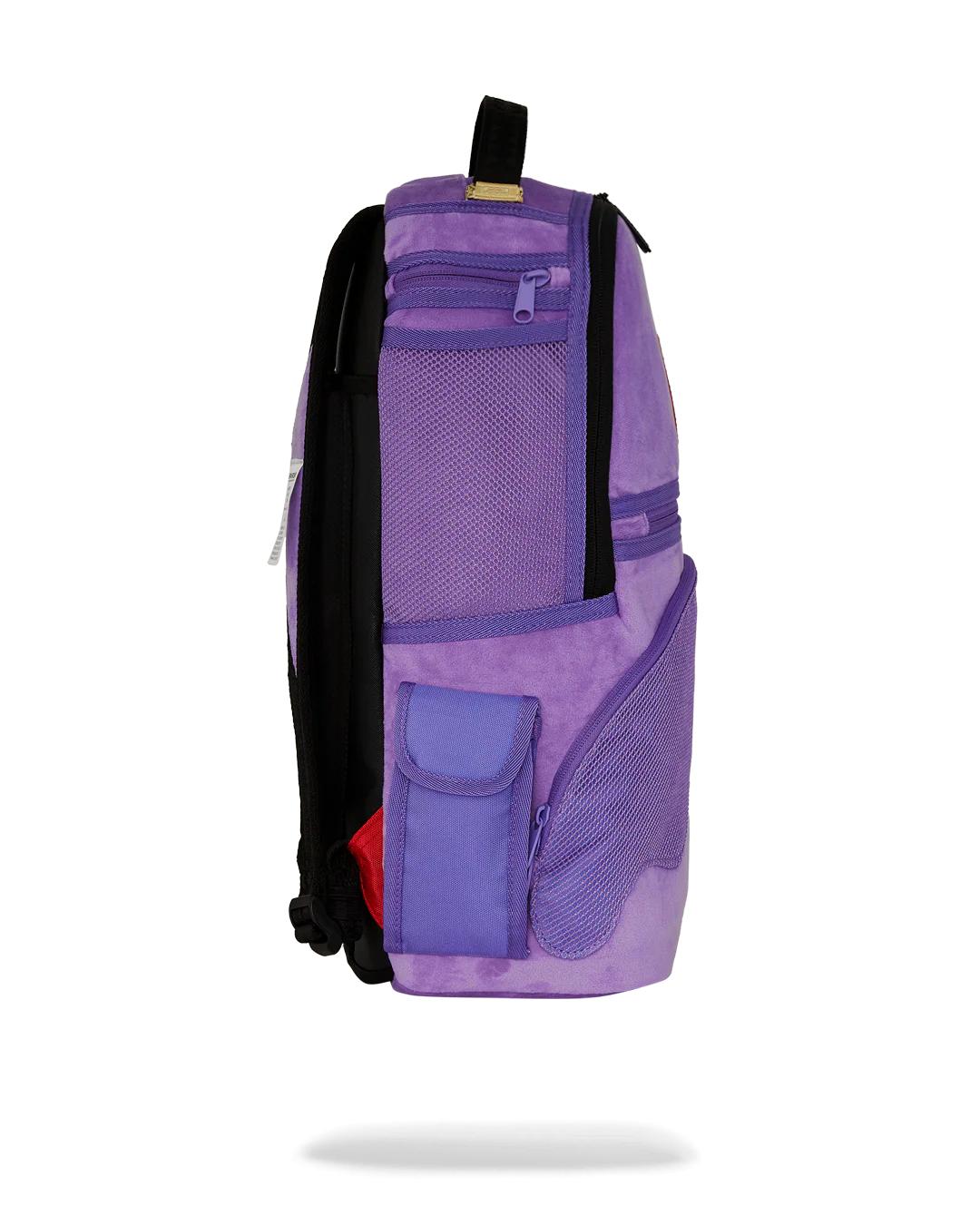 Sprayground NOOO WAY!!! A REVERSIBLE BACKPACK - PURPLE VELOUR TO OG SHARKS IN PARI