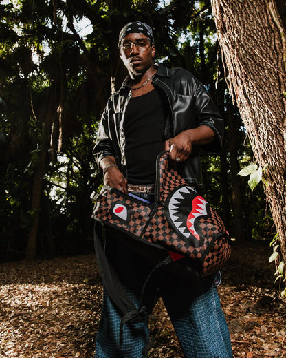 Sprayground NOOO WAY!!! A REVERSIBLE BACKPACK - PURPLE VELOUR TO OG SHARKS IN PARI