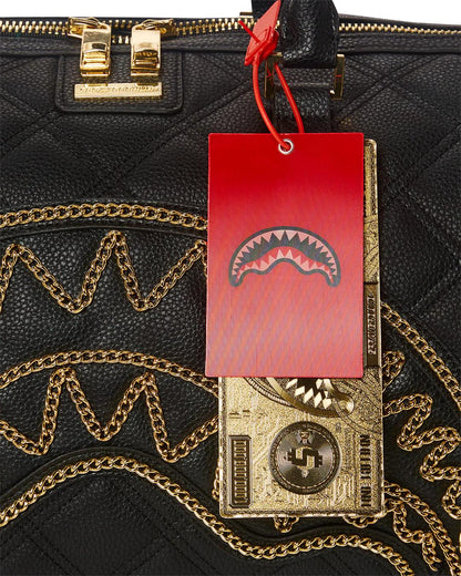 Sprayground NOIR QUILT GOLD CHAIN SHARK DUFFLE