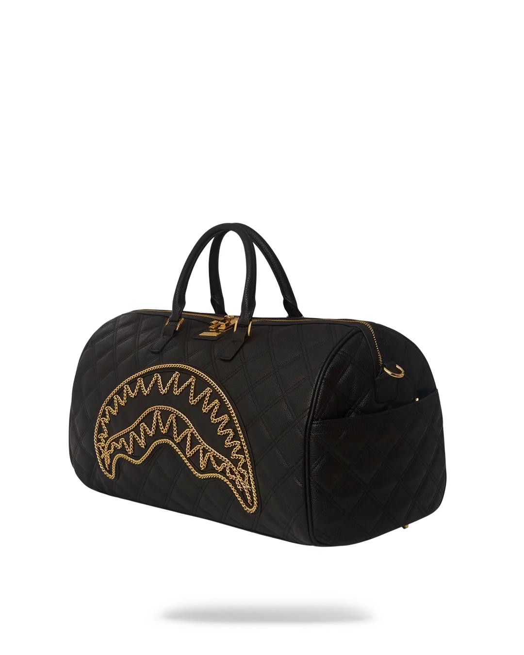 Sprayground NOIR QUILT GOLD CHAIN SHARK DUFFLE