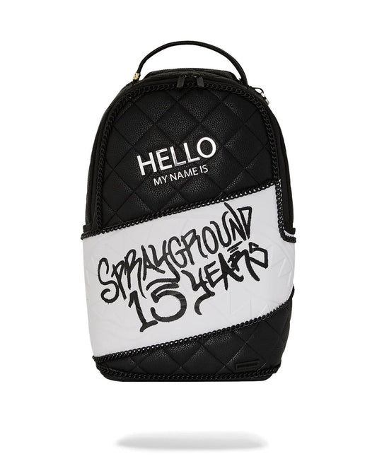 Sprayground HELLO MY NAME IS 15 YEARS QUILTED BACKPACK (SUPER RARE)