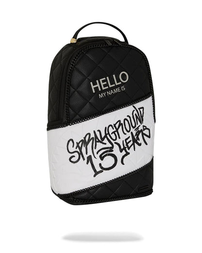 Sprayground HELLO MY NAME IS 15 YEARS QUILTED BACKPACK (SUPER RARE)