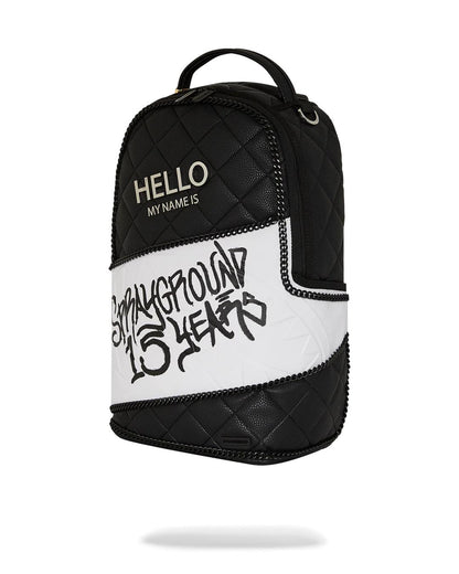 Sprayground HELLO MY NAME IS 15 YEARS QUILTED BACKPACK (SUPER RARE)